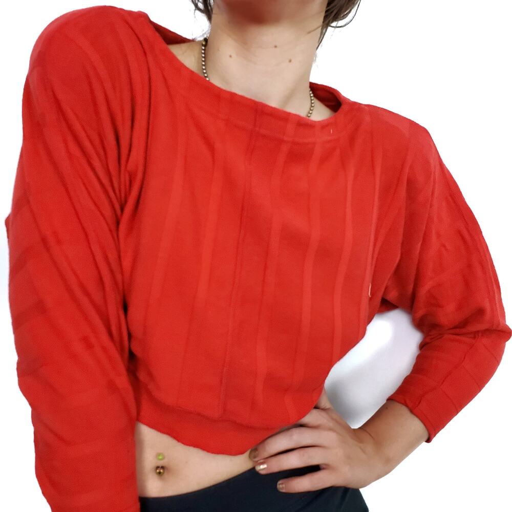 Vintage Lizwear Red Cotton Crop Top Dolman Shirt M